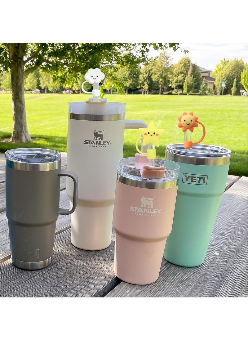 6 Pcs Reusable Silicone Straw Cover Cap for Stanley Cup Cute Straw Lid