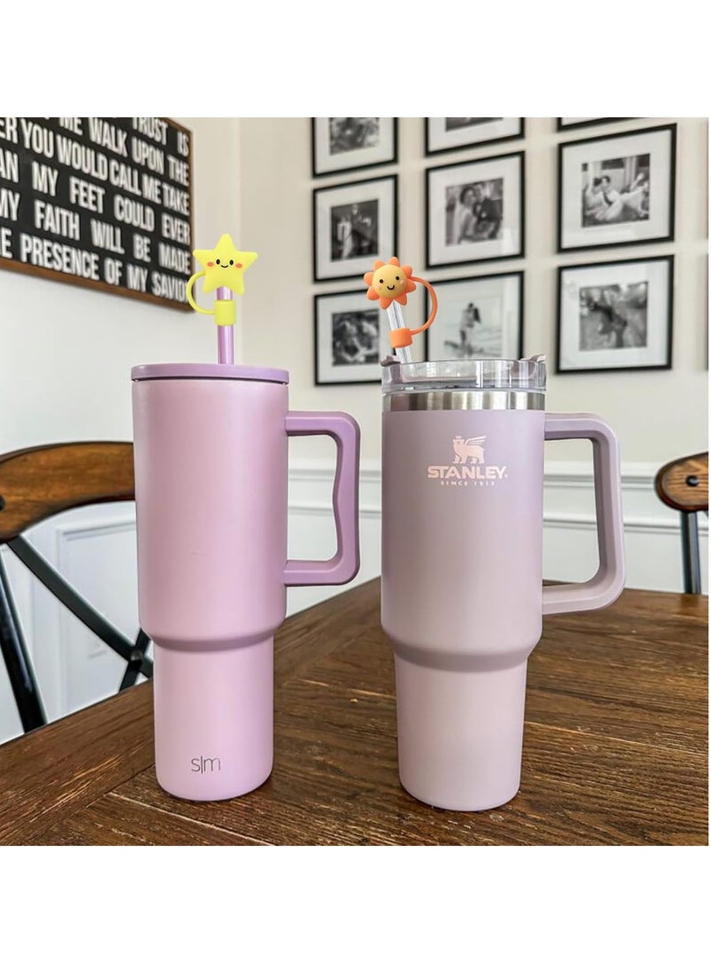6 Pcs Reusable Silicone Straw Cover Cap for Stanley Cup Cute Straw Lid
