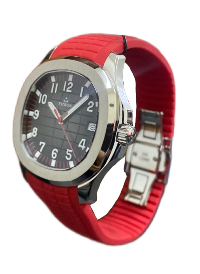 Fitron - Men’s Wrist Watch with Red Rubber Strap - Image 1