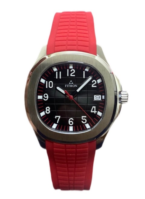 Men’s Wrist Watch with Red Rubber Strap
