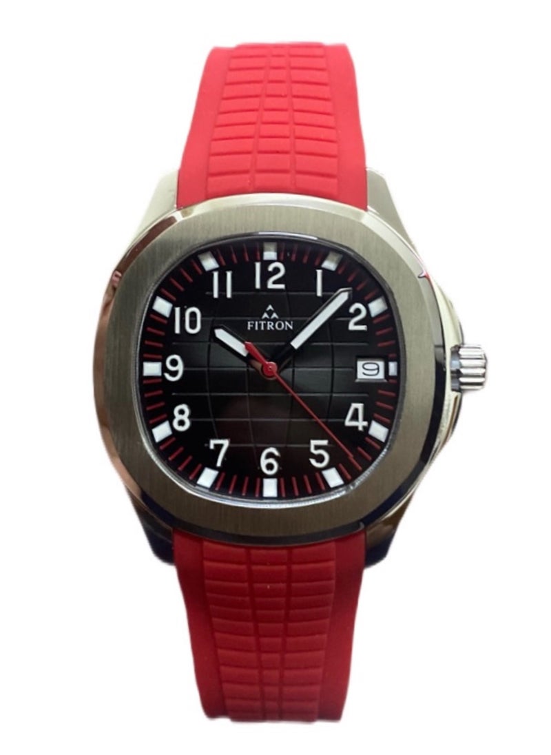 Fitron - Men’s Wrist Watch with Red Rubber Strap - Image 1