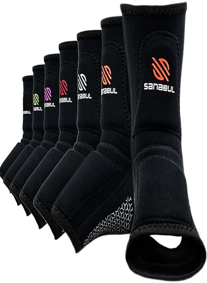 Sanabul  - Essential Striking Gel Ankle Guard for MMA Kickboxing | Ankle Sleeves for Men & Women | MMA Kickboxing Muay Thai Ankle Support and Protection (Pair) (Orange, S/M) - Image 1