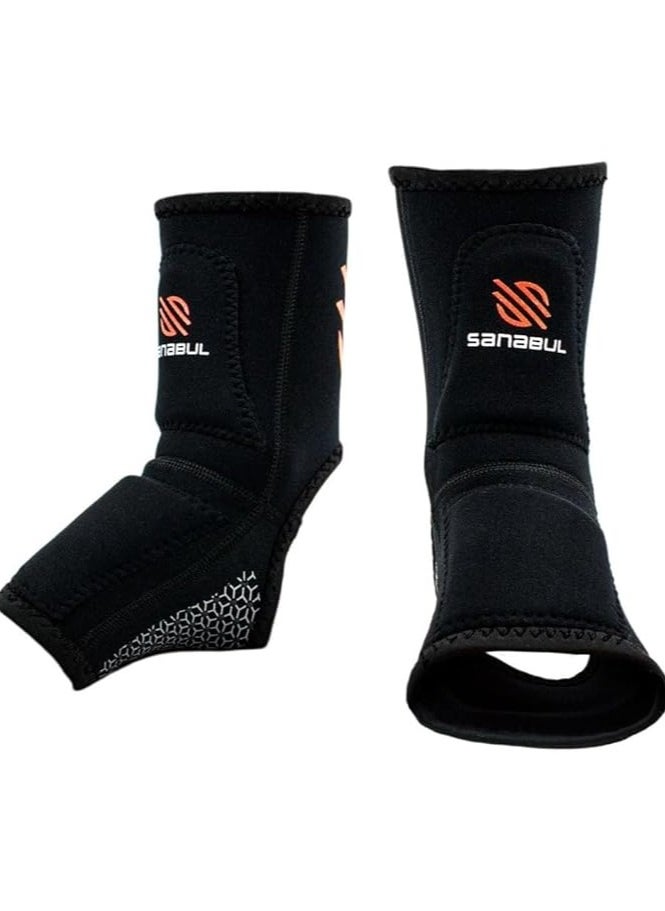 Sanabul  - Essential Striking Gel Ankle Guard for MMA Kickboxing | Ankle Sleeves for Men & Women | MMA Kickboxing Muay Thai Ankle Support and Protection (Pair) (Orange, S/M) - Image 1