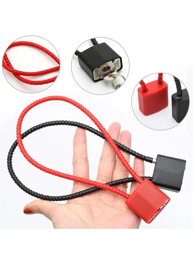Red 3 3 Inch Keyed Alike Steel Cable Padlock Flexible Anti Theft Lock for Bicycles Gates - Image 2