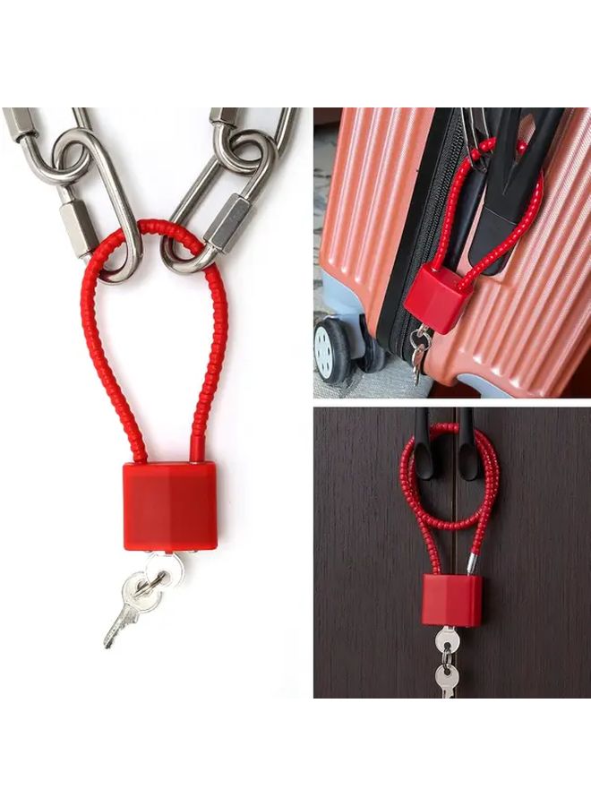 Red 3 3 Inch Keyed Alike Steel Cable Padlock Flexible Anti Theft Lock for Bicycles Gates - Image 3