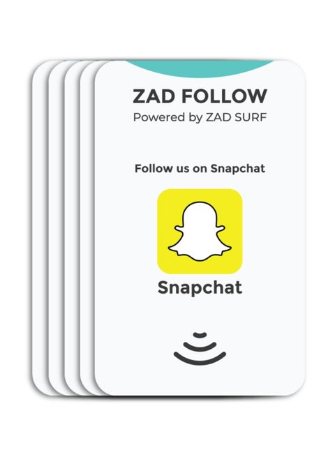 Pack of 5 Zad Follow. Snapchat    Follows NFC Card from (Zad Surf) allowing you boosting follows - iOS and Android