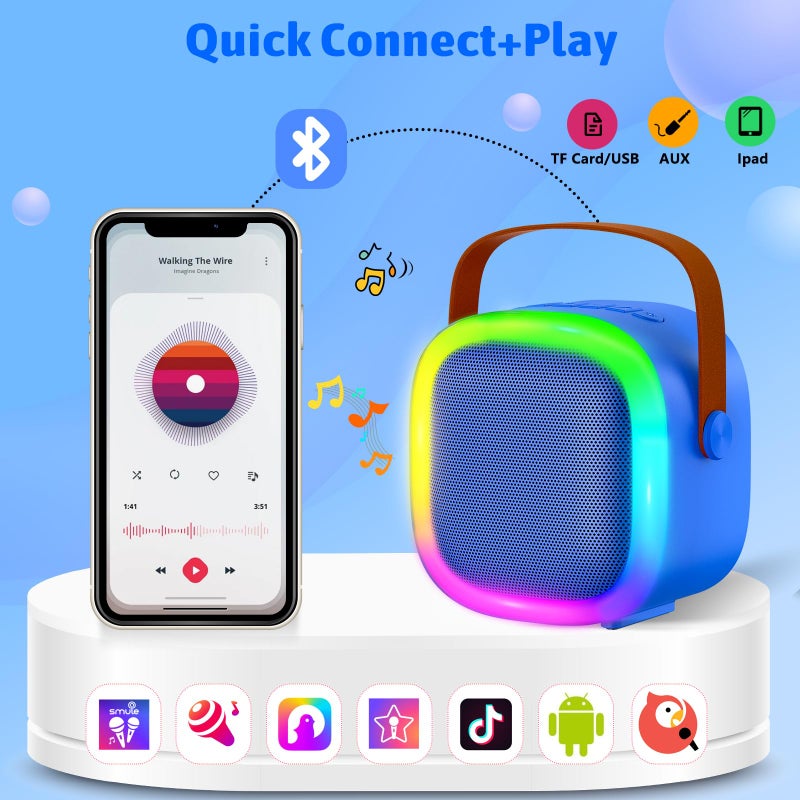 zicor Karaoke Machine for Kids Adults, Portable Bluetooth Speaker with Wireless Microphones and LED Lights, Kids Toys Birthday for Girls and Boys Ages 4,5,6,7,8,9,10,11,12+ Years, Home Party - Image 3