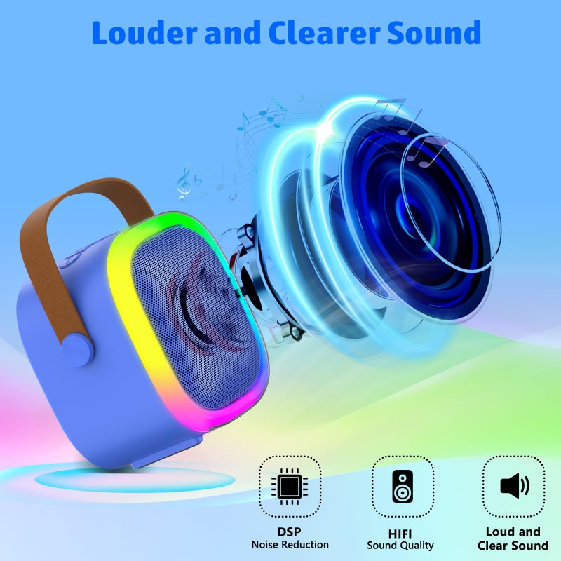 zicor Karaoke Machine for Kids Adults, Portable Bluetooth Speaker with Wireless Microphones and LED Lights, Kids Toys Birthday for Girls and Boys Ages 4,5,6,7,8,9,10,11,12+ Years, Home Party - Image 2
