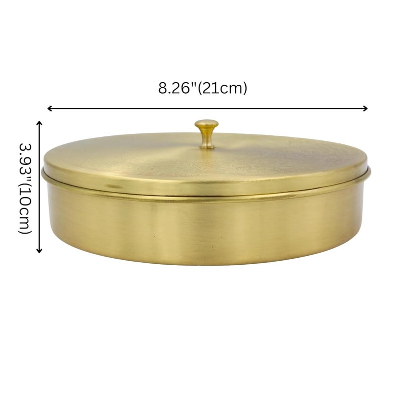 NATRIEL Handcrafted Brass Spice Box Set with Spoon 100 Pure Brass Masala Dabba for Kitchen Elegant Masala Petti Spice Container Style04 - Image 2