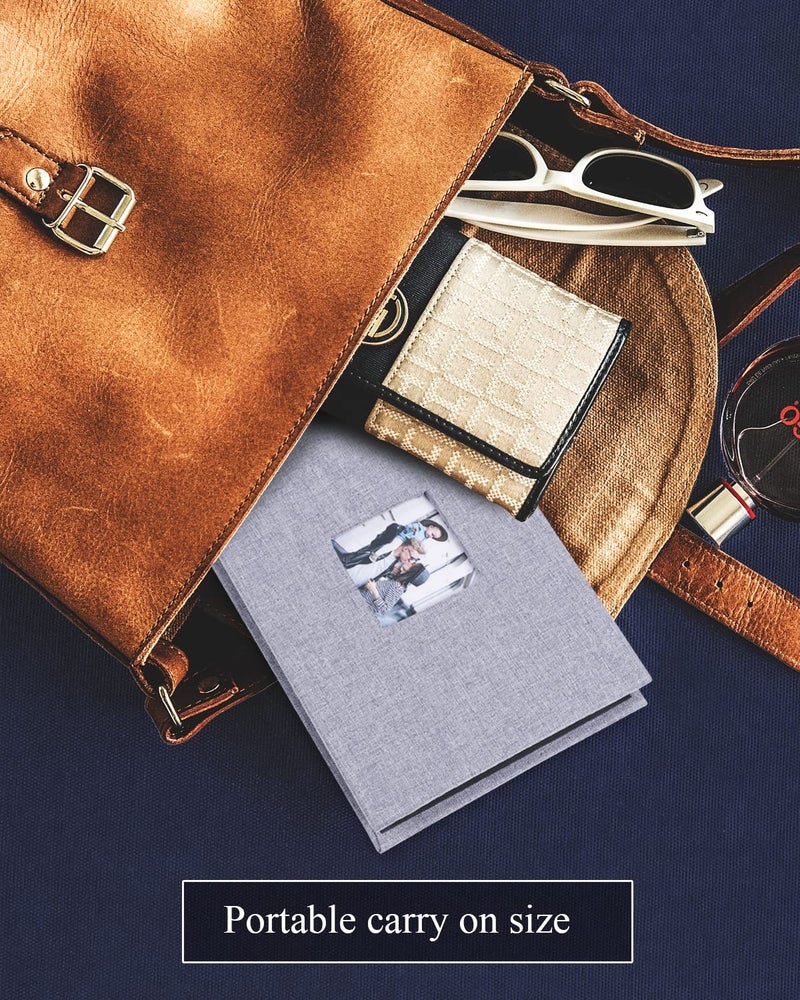 NESCL Small Photo Album 4x6 2 Pack Each Holds 56 Pictures  Linen Cover with Front Window Picture Photo Book Horizontal Pockets for 4x6 Mini Albums Wedding Boy Girls Kids(Grey) - Image 4