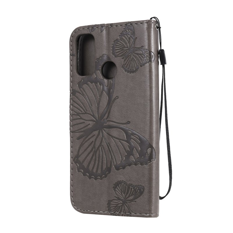 HuHa Protective Cover For Huawei P Smart(2020) 3D Butterflies Embossing Pattern Horizontal Flip Leather Case with Holder & Card Slot & Wallet(Grey) - Image 3