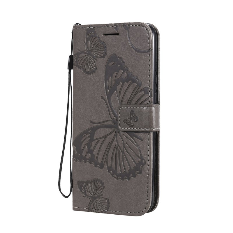 HuHa Protective Cover For Huawei P Smart(2020) 3D Butterflies Embossing Pattern Horizontal Flip Leather Case with Holder & Card Slot & Wallet(Grey) - Image 2
