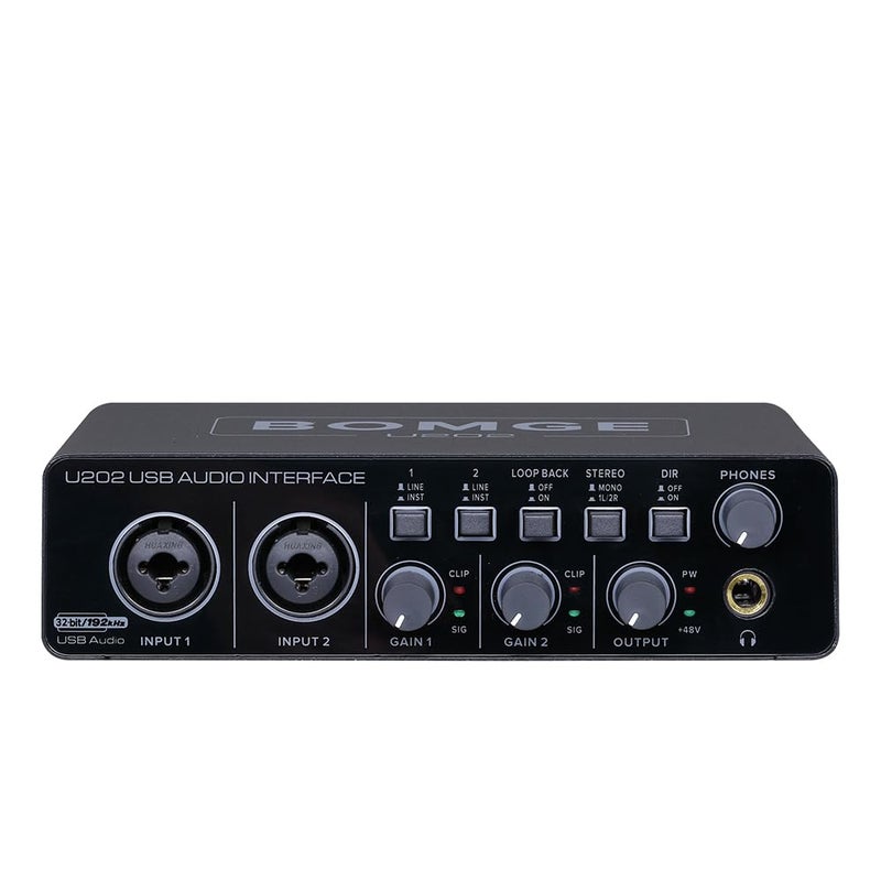 BOMGE U202 USB Audio Interface with Mic Preamplifier XLRTSRTS Ports48V32Bit192kHz Resolution fro computer recordingStreamingPodcasting - Image 2