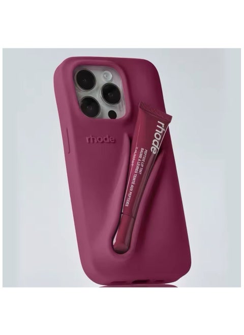 Lip Gloss Phone Case with Lip Tint, For iPhone Case Liquid Silicone Camera Protection Lipstick Lip Glaze Phone Case for iPhone 14 Pro (Raspberry)