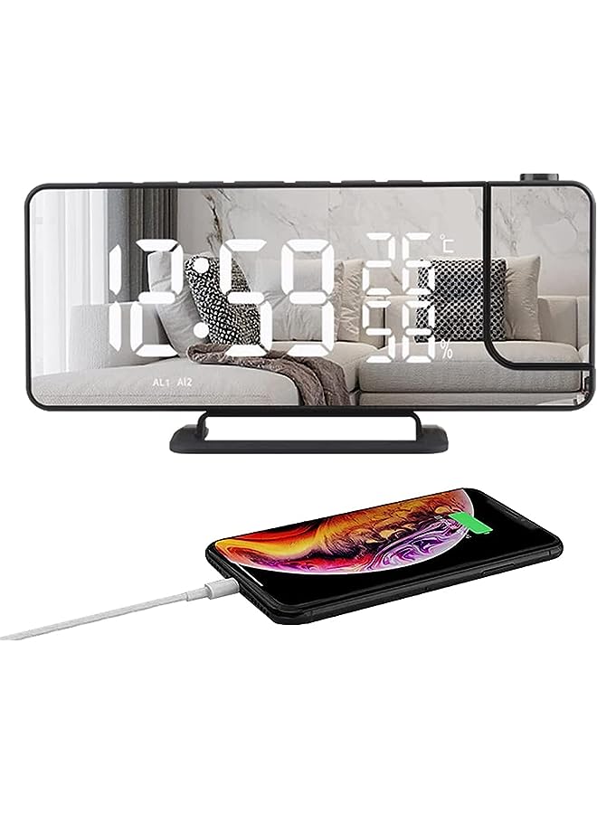 Raxoom Dual Alarm Clock for Bedroom with Dimmer Sleep Timer USB Charing Port Indoor Temperature, Smart Large Display LED Electronic Clock Easy to Set Loud Alarm Clock Radio for Office Table (Black) - Image 1