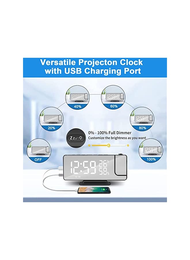 Raxoom Dual Alarm Clock for Bedroom with Dimmer Sleep Timer USB Charing Port Indoor Temperature, Smart Large Display LED Electronic Clock Easy to Set Loud Alarm Clock Radio for Office Table (Black) - Image 2