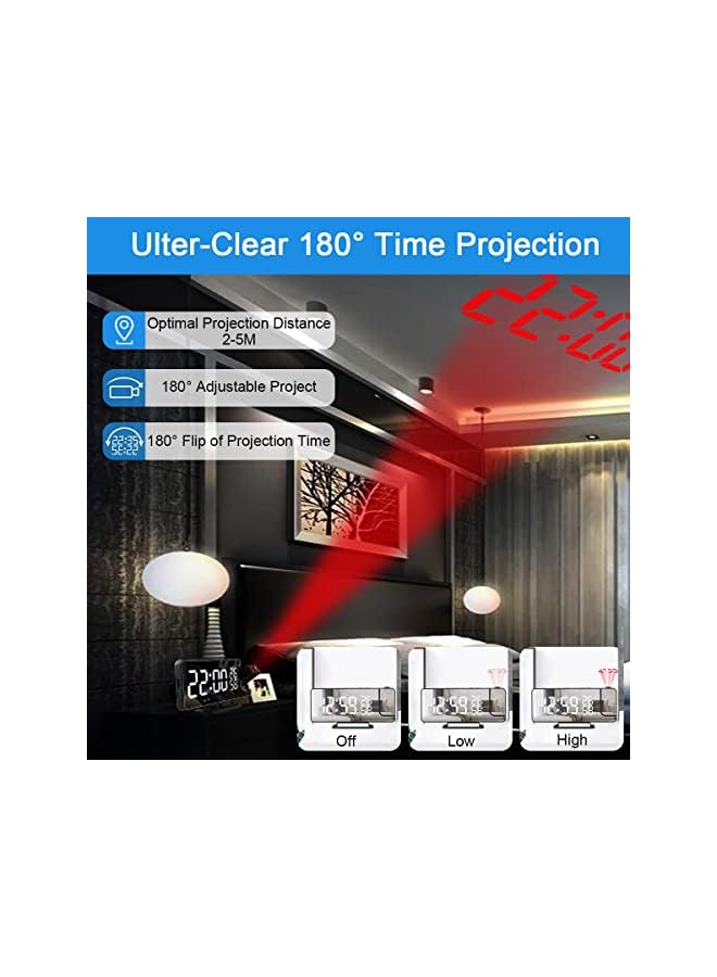 Raxoom Dual Alarm Clock for Bedroom with Dimmer Sleep Timer USB Charing Port Indoor Temperature, Smart Large Display LED Electronic Clock Easy to Set Loud Alarm Clock Radio for Office Table (Black) - Image 3