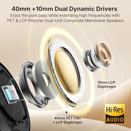 EarFun Tune Pro Active Noise Canceling Headphones, Wireless Bluetooth Headphones with 5 Mics, 120H Playtime, Bluetooth 5.4, Hi-Res Audio, Multipoint Connection, Custom EQ via App, Comfortable Fit - Image 3