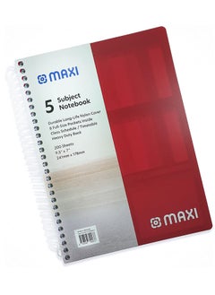 Maxi 200-Sheet 5-Subject Notebook B5 Size Red Cover  - Image 1