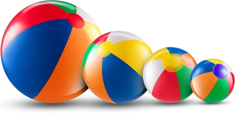 Bedwina 4Pcs Assorted Inflatable Beach Balls Rainbow Beach Balls for Kids in 6 12 16 24 Sizes Colorful Blow Up Pool Toys for Beach Games Summer Party Decor Outdoor Fun - Image 2