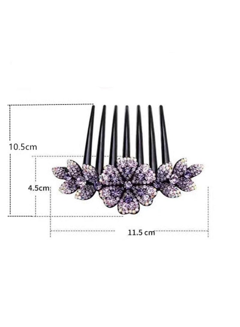 ماي كرييت مقاطع الشعر للنساء زهرة الشعر مشط دبابيس الشرائح مقاطع الشعر للفتيات كريستال المشابك سحر الزفاف إكسسوارات الشعر الأرجواني الداكن - Image 3