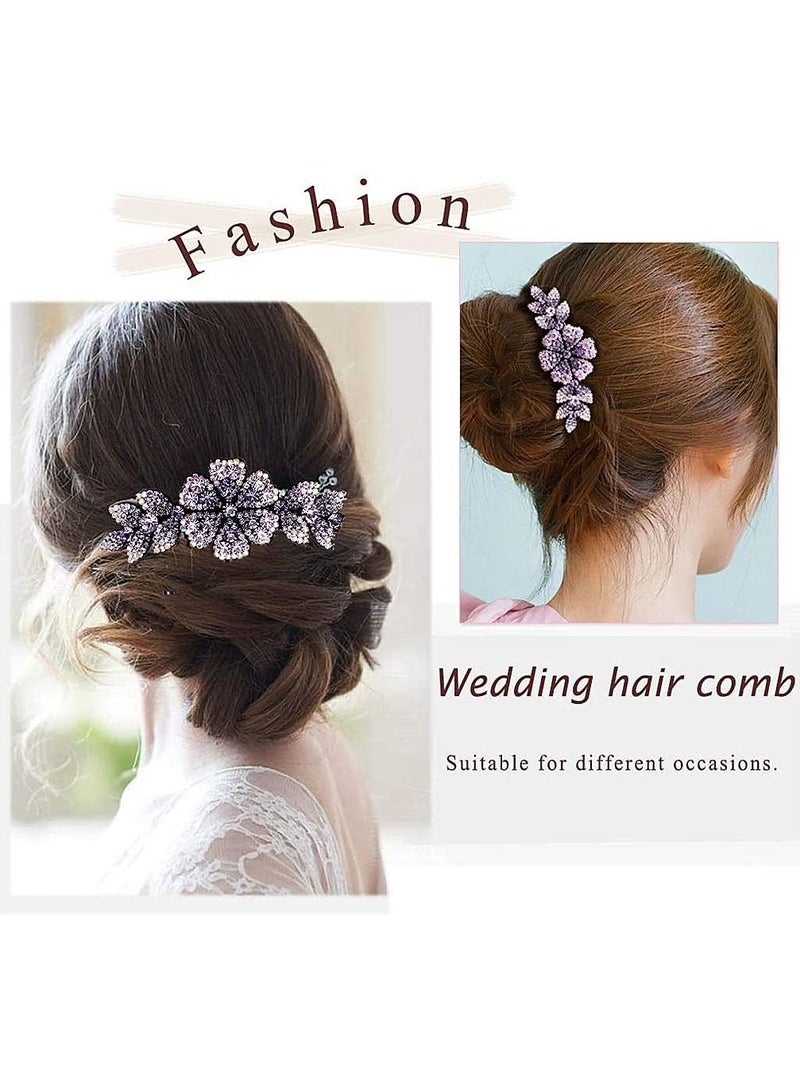 ماي كرييت مقاطع الشعر للنساء زهرة الشعر مشط دبابيس الشرائح مقاطع الشعر للفتيات كريستال المشابك سحر الزفاف إكسسوارات الشعر الأرجواني الداكن - Image 4