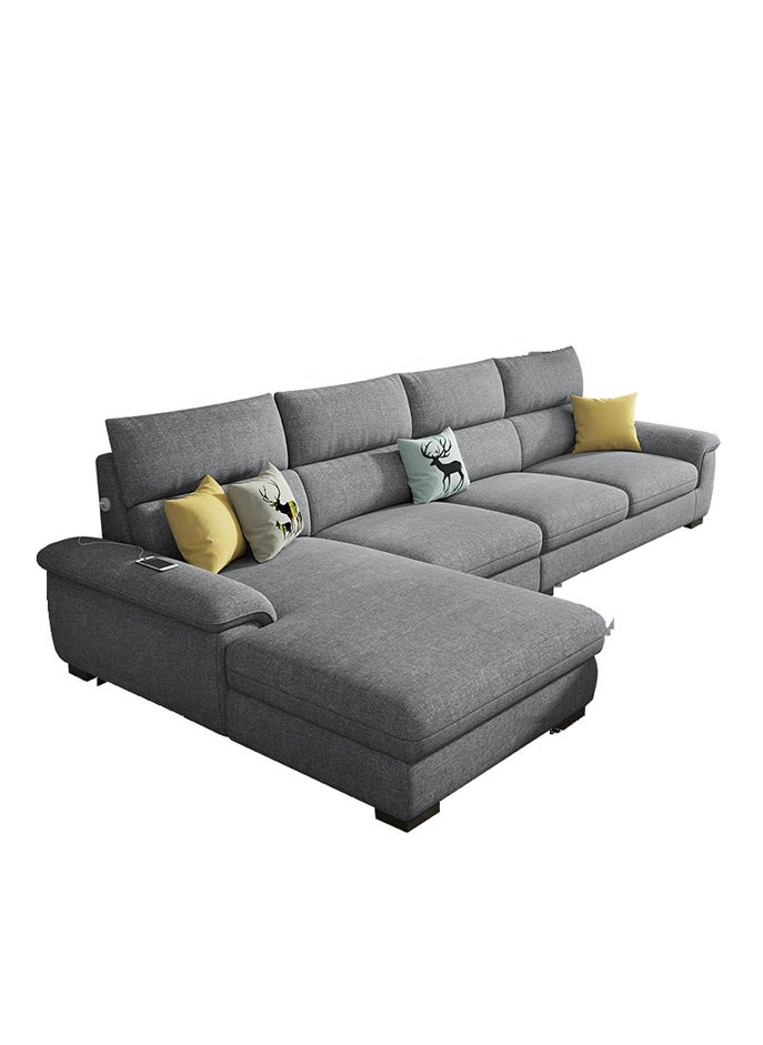 Ripple FURNITURE Overstuffed Multifunction Wooden Frame Furniture Sofa Living Room Set Dark L Shape 5 Seaters  Grey 360X180X90  - Image 1
