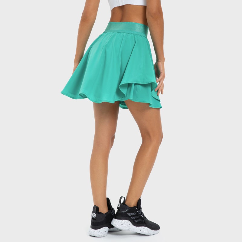 Generic Summer Elastic Sports Skirt-Shorts with Pockets DK330 Thin Pink - Image 4