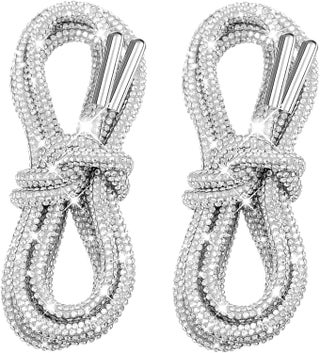 Glittering Diamond Rope Strap, Rhinestone Glitter Rope Bling Bling Shiny Round Shoe Laces for Sneakers Hoodies 55inch Silver