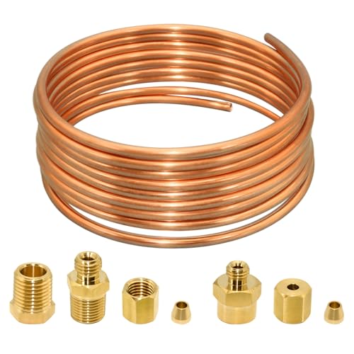Ebrmeiwo 72'' Oil Pressure Gauge Tubing Kit, Set of Copper Tube and Threaded Parts, Universal Fit - Image 1