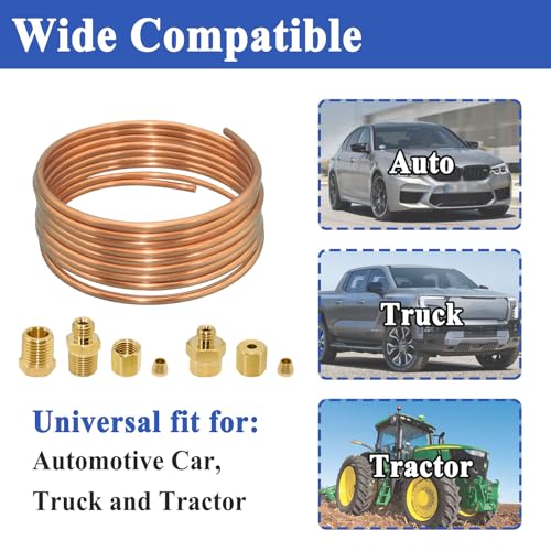 Ebrmeiwo 72'' Oil Pressure Gauge Tubing Kit, Set of Copper Tube and Threaded Parts, Universal Fit - Image 4
