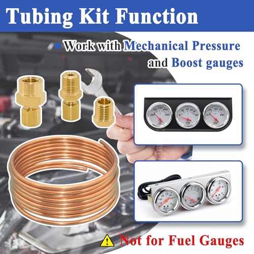Ebrmeiwo 72'' Oil Pressure Gauge Tubing Kit, Set of Copper Tube and Threaded Parts, Universal Fit - Image 2
