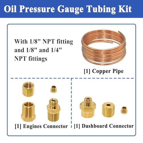 Ebrmeiwo 72'' Oil Pressure Gauge Tubing Kit, Set of Copper Tube and Threaded Parts, Universal Fit - Image 5