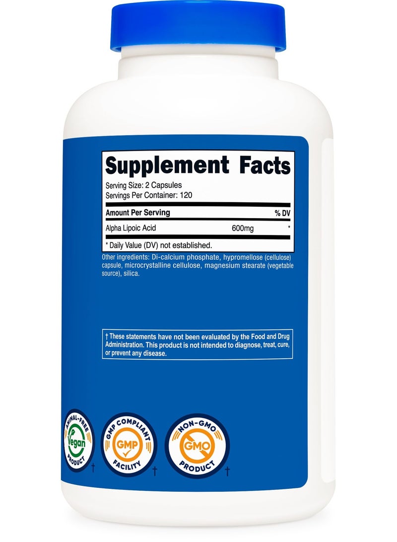 حمض ألفا ليبويك 600 مجم – مكمل مضاد للأكسدة ودعم للصحة والرفاهية – 240 كبسولة (120 جرعة) – لدعم الطاقة والتمثيل الغذائي وصحة الخلايا - Image 5