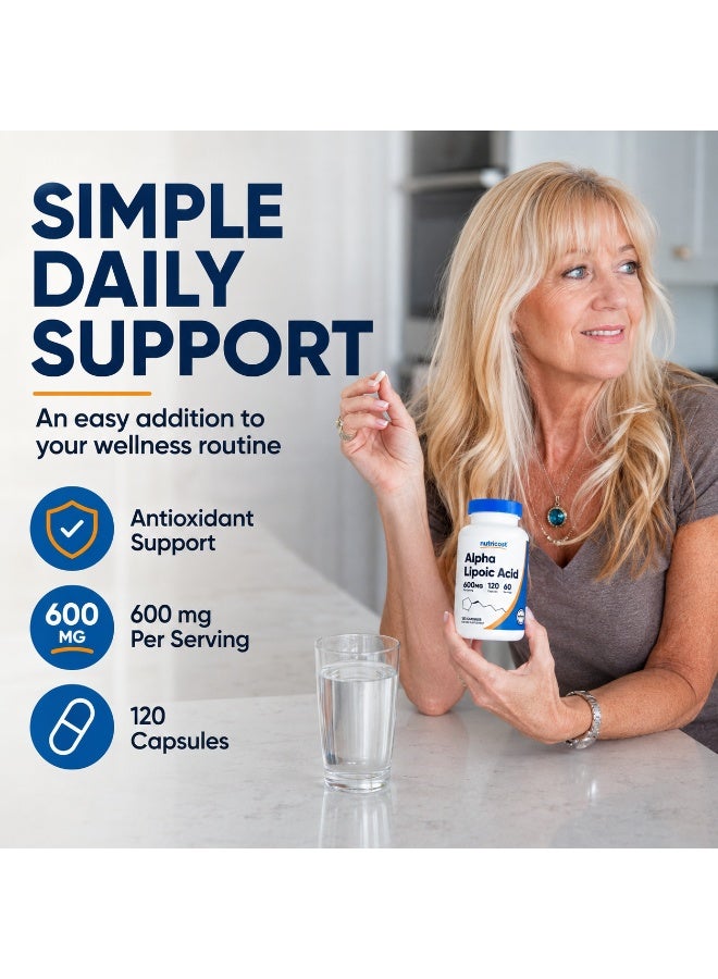 Nutricost Alpha Lipoic Acid 600mg – High-Potency Antioxidant & Wellness Support – 240 Capsules (120 Servings) – Supports Energy, Metabolism & Cellular Health - Image 4