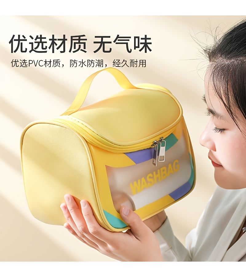 A Simple Rose Red Customize Travel Toiletry Bag Large Capacity Portable Cosmetic Storage Makeup Bag For Beach - Image 2