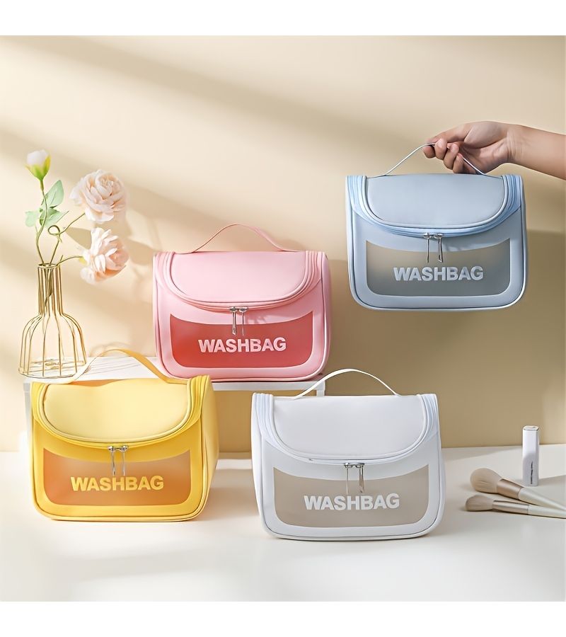 A Simple Rose Red Customize Travel Toiletry Bag Large Capacity Portable Cosmetic Storage Makeup Bag For Beach - Image 4