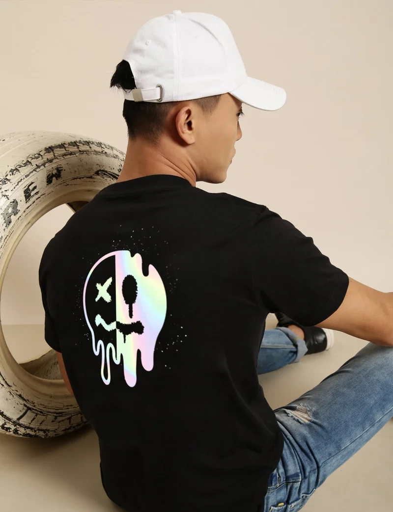 جوفن تيشيرت أسود كبير للرجال