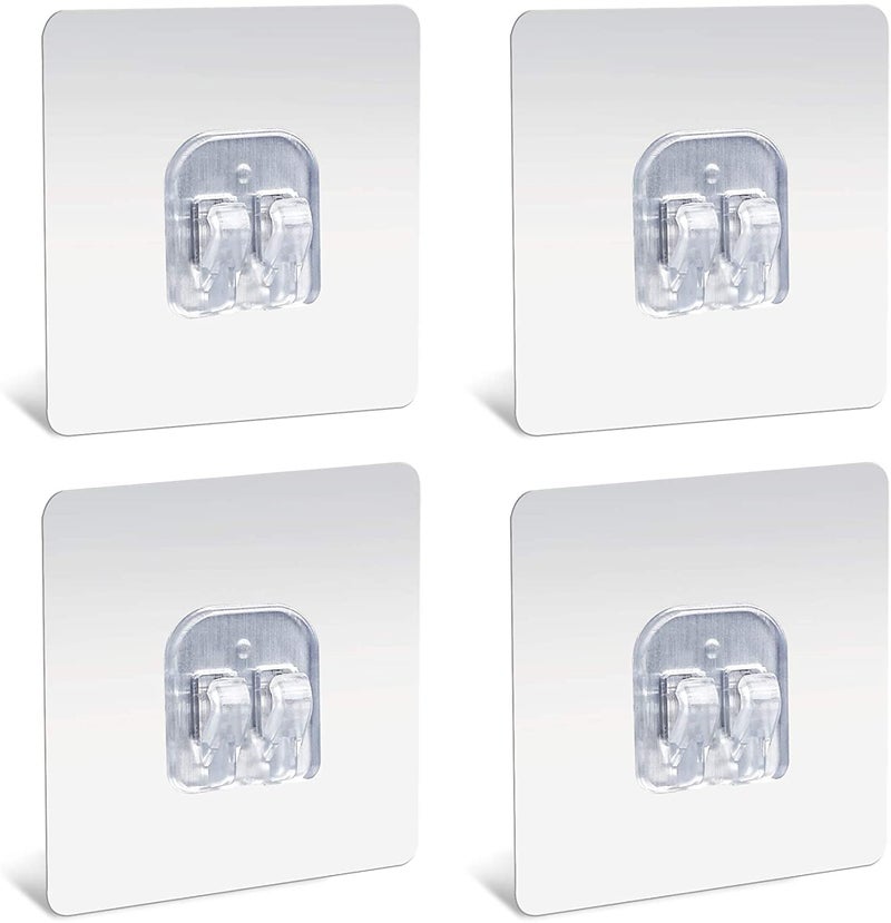 Styxon Plastic Shelf Adhesive Strong Sticker Hooks (Silver, 7 x 7 cm) - Pack of 4 Pieces - Image 1