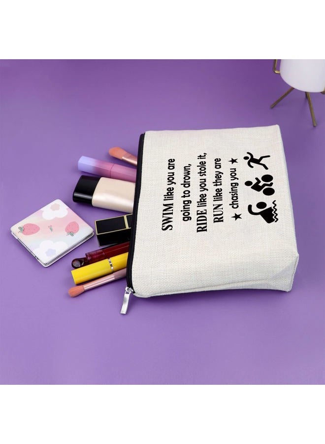 Sazuwu Triathlon Gifts for Women Triathlon Lover Gift Makeup Bag, SWIM like you are going to drown,RIDE like you stole it,RUN like they are chasing you - Image 5