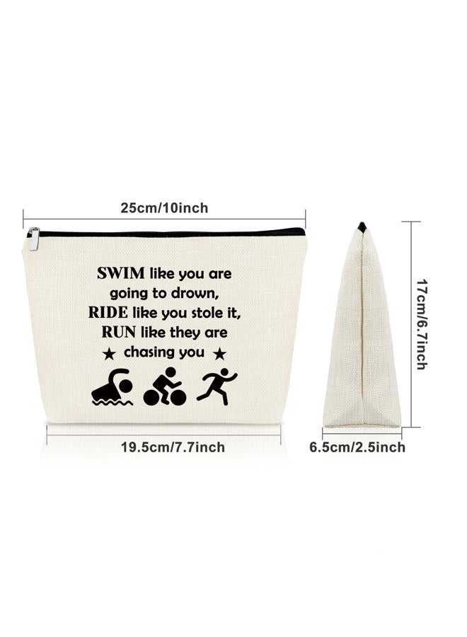 Sazuwu Triathlon Gifts for Women Triathlon Lover Gift Makeup Bag, SWIM like you are going to drown,RIDE like you stole it,RUN like they are chasing you - Image 3