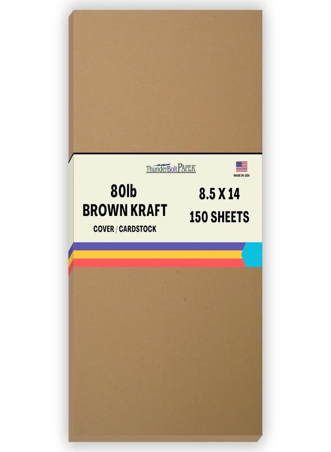 ThunderBolt Paper 150 Brown Kraft Fiber 80# Cover Paper Sheets - 8.5" X 14" (8.5X14 Inches) Legal|Menu Size - Rich Earthy Color with Natural Fibers - 80lb/pound Cardstock - Smooth Finish - Image 1