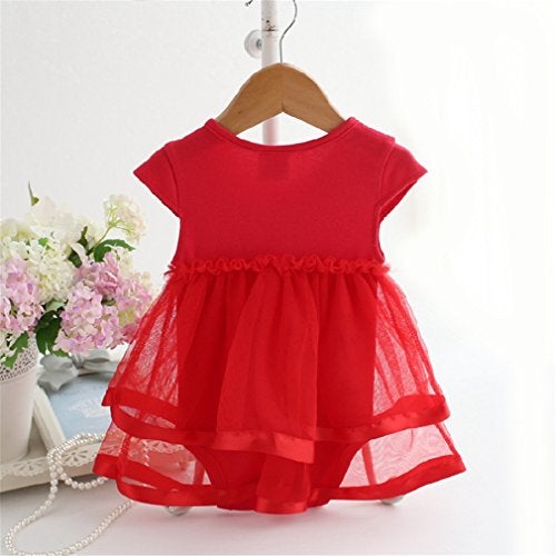 Niyage Baby Girls Clothes Romper Dress Headband Shoes 3 Pcs Set Flowers Party Outfit Red 6-9 Months - Image 3