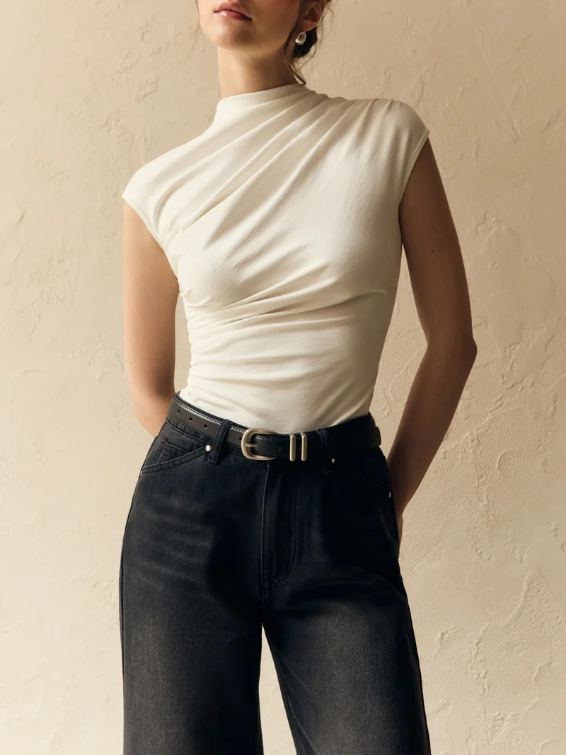 Lichi  Leather belt with metal details  | Best Price UAE