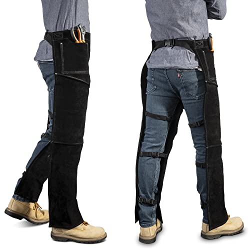 LeaSeek Leather Welding Pants - Heat & Flame Resistant Split Leather Safety Leg Protection for Men and Women, Adjustable M to XXXL - Image 3