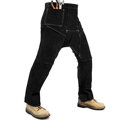 LeaSeek Leather Welding Pants - Heat & Flame Resistant Split Leather Safety Leg Protection for Men and Women, Adjustable M to XXXL - Image 4