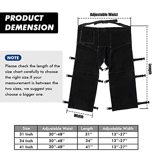 LeaSeek Leather Welding Pants - Heat & Flame Resistant Split Leather Safety Leg Protection for Men and Women, Adjustable M to XXXL - Image 2