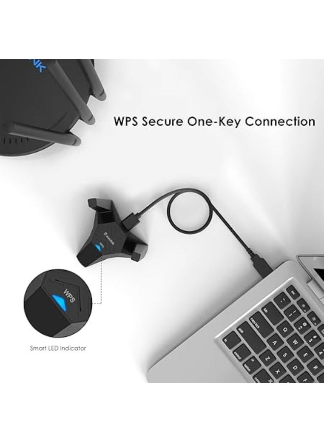 Wavlink USB 3.0 WiFi Adapter for PC, AC1300 Dual Band 5GHz+2.4GHz Wireless Network Adapter with High Gain Antennas for Windows XP/Vista/7/8/8.1/10/11 MacOS 10.7-10.15 - Image 2