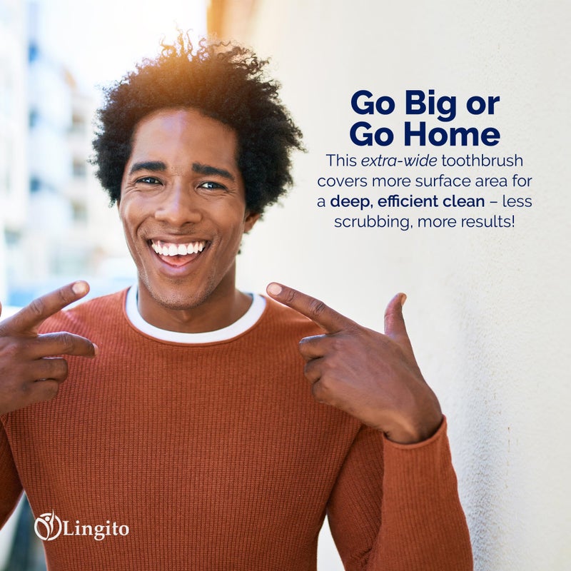 Lingito Smokers Toothbrush Wide-Head, Extra-Firm Hard-Bristle Oral Care for Tough Stains, Deep-Cleaning Manual Brush for Coffee & Tobacco-Stained Teeth, Premium Stain Removal & Brightening - (2 Pack) - Image 5