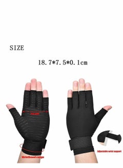 Excefore Copper Fiber Pressure Gloves,Copper Wrist Support Brace Fingerless Glove with Adjustable Strap, for Men and Women Sports and Fitness Non-slip Half-knuckle Training Gloves Copper Ion Wrist  - Image 5